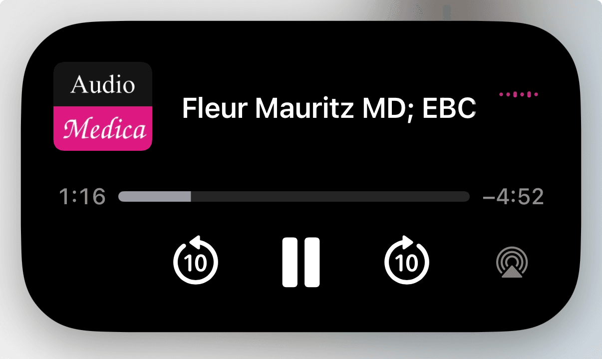 Mobile lock screen showing native audio controls and background playback